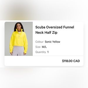 Lululemon Sonic Yellow Scuba oversized Funnel Neck Zip Hoodie